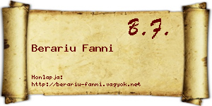 Berariu Fanni névjegykártya